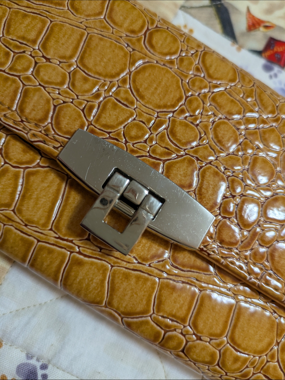 Women’s Croc-Embossed Orange Wallet